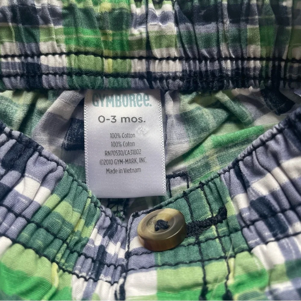 Gymboree Blue and Green Brushed Plaid Shorts Size 0-3 months